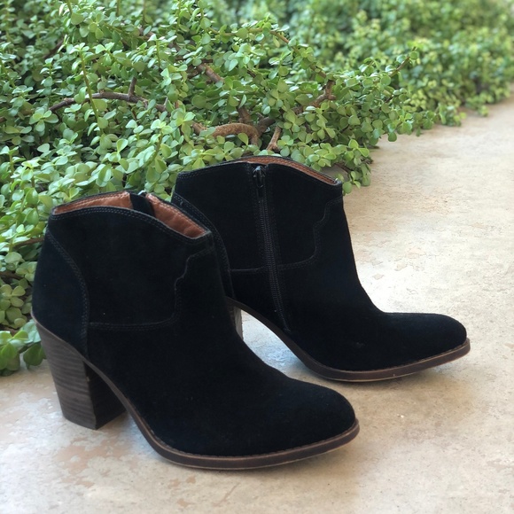 Lucky Brand Shoes - Lucky Brand Black Suede Block Heel Booties Boots
